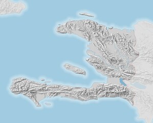 Topographic map of Haiti with shaded relief - 654548296