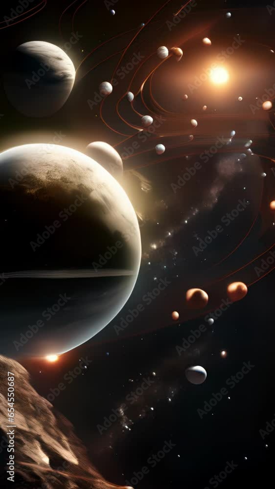 Poster a snapshot of a mysterious exoplanetary system, featuring a central star surrounded by a captivating
