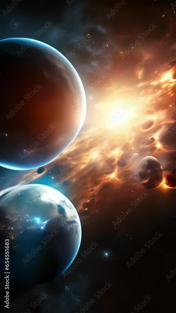 Poster a binary star system illuminates the cosmic canvas, their celestial light casting a magical glow on 