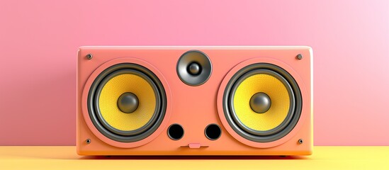 Minimalist speaker on pastel background with yellow and pink hues - obrazy, fototapety, plakaty