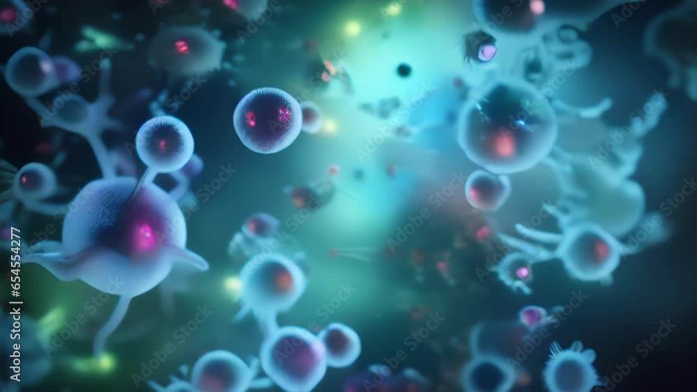 Poster a captivating image ilrating the fascinating process where specialized cells actively capture and co