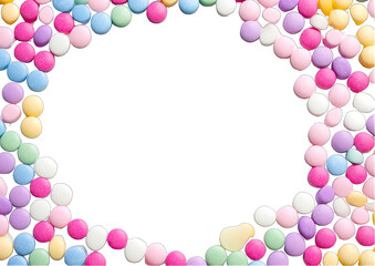 A colorful candy-covered white circle