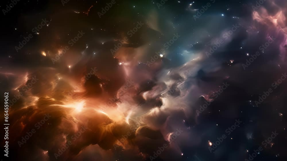 Poster against the backdrop of a vast cosmic canvas, bursts of cosmic radiation come alive, spiraling and c