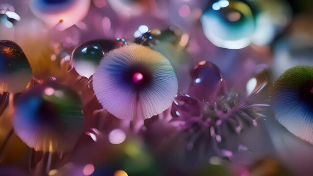 flowers in the night. Surreal psychedelic animation