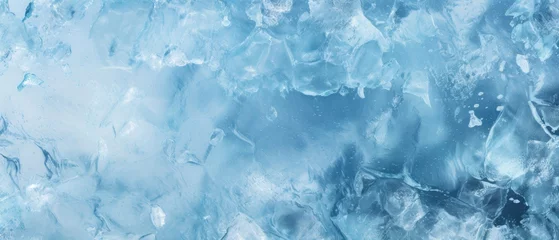 Fotobehang Blue ice texture frozen water background © leftmade