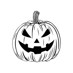 Spooktacular Halloween: Pumpkin Jack'o Lanterns in Black and White Coloring Book