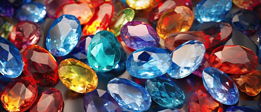 Colorful gemstones background, shiny gems luxury jewelry stones