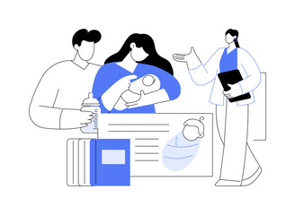 Basic skills for baby care abstract concept vector illustration.