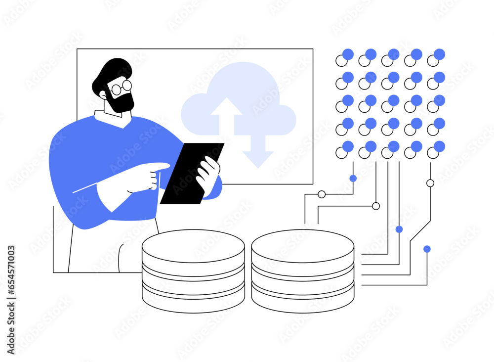 Poster data scientist abstract concept vector illustration.