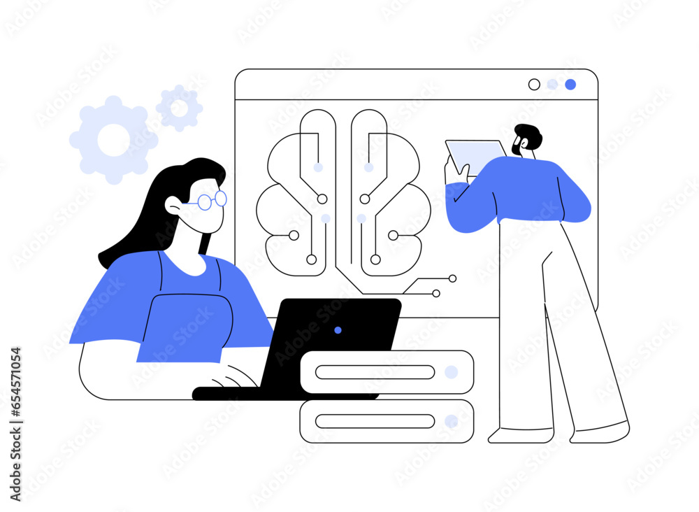 Poster machine learning engineer ai architect abstract concept vector illustration.