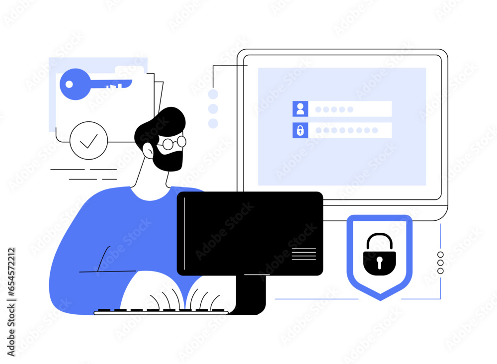 Poster big data security abstract concept vector illustration.