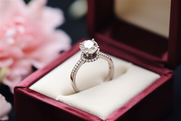 Diamond Ring in a box. Engagement Solitaire Style Ring