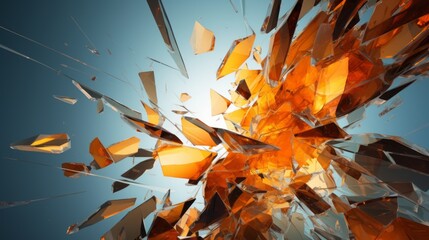 Abstract colorful orange pattern with a shattered glass texture - obrazy, fototapety, plakaty