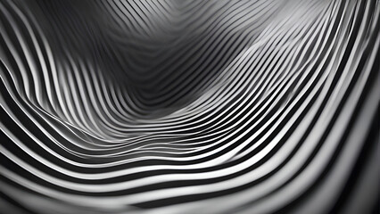3d render. abstract background. black and white wavy lines