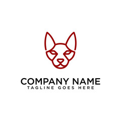 dog head logo line outline monoline vector icon illustration