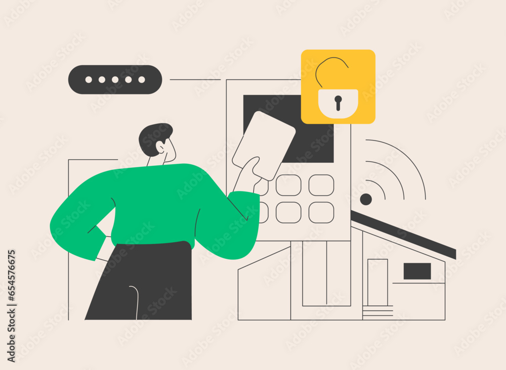 Aufkleber access control system abstract concept vector illustration.