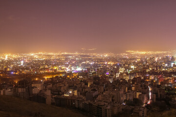 Tehran City View at Night from North side Mountains of this city (Baame Tehran), IRAN