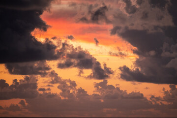 Golden sky over the Caribbean Sea at sunrise/sunset