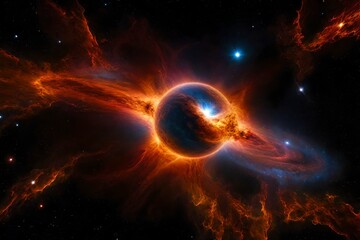 Obraz premium A massive star nearing the end of its life, just moments before it explodes into a brilliant supernova - AI Generative