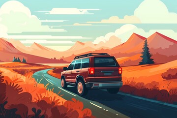Obraz premium off-road car on a mountainous road
