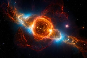 Obraz premium A massive star nearing the end of its life, just moments before it explodes into a brilliant supernova - AI Generative