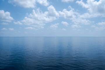 Blue sky with clouds over the horizon Caribbean Sea, the Bahamas