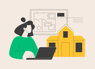 Real estate floor plan abstract concept vector illustration.