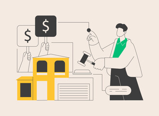 Auction house abstract concept vector illustration.