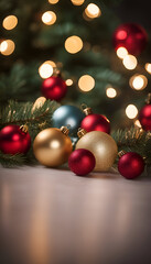 Fototapeta na wymiar Christmas decoration on the background of the Christmas tree with bokeh