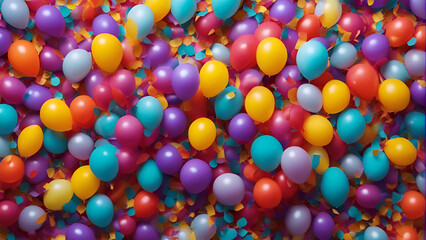 Fototapeta na wymiar Colorful balloons background. Top view. 3d render illustration.