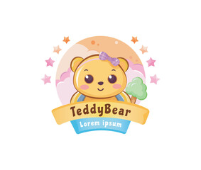 Cute Teddy Bear High Quality mascot illustration stock illustration