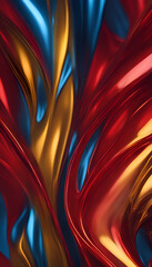 3d rendering. abstract background with metallic waves. red and blue colors