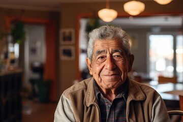 Portrait of a senior man posing in his home