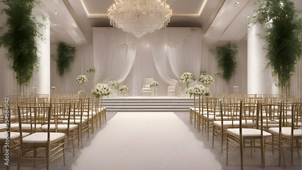 Wall mural Wedding Ceremony Decorated with Flowers and Chairs