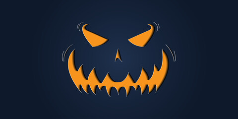 Simple halloween pumpkin expressions in paper cut style for poster or brochure.