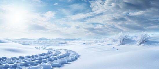 Snow tracks made by winter tires - obrazy, fototapety, plakaty