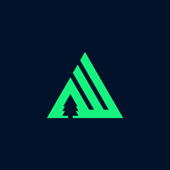 Triangle Logo Design. Pine Tree Vector