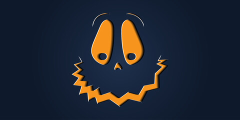 Simple halloween pumpkin expressions in paper cut style for poster or brochure.