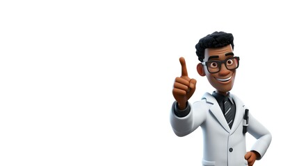 Obraz premium Space Banner with 3D Cartoon Doctor: Future of Healthcare Generative AI