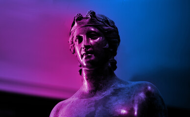 ancient sculpture, postmodern illustration, historical artifact