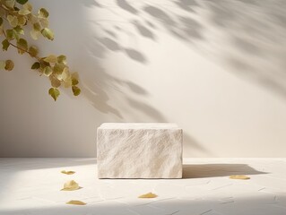 natural beige podium for display product material from black stone can be use for presentation jewelry, watch, cosmetic
