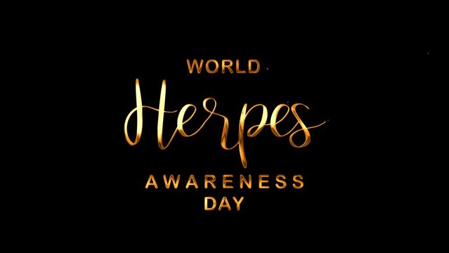 World Herpes Awareness Day Text Animation on Gold Color. Great for Herpes Awareness Day Celebrations, for banner, social media feed wallpaper stories