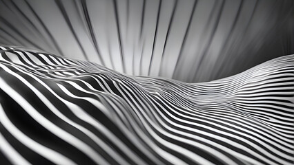3d rendering. abstract background. black and white lines. striped waves. computer generated images
