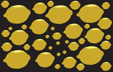 Yellow Lemon pattern on a Black background vector
