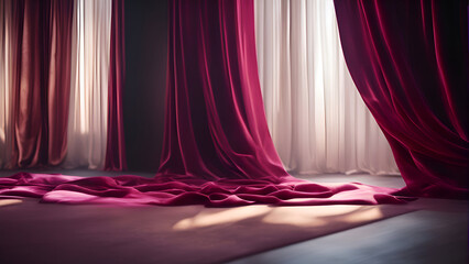 Curtain in the room. 3d rendering. 3d illustration.