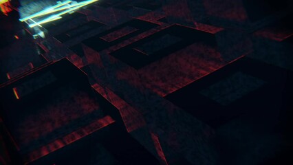 3d Render artwork visuals, fantastic animation Futurisc with lights. Concept dynamic and surreal VJ loop for music videos, night clubs, audiovisual show and performance, LED screens and projection map