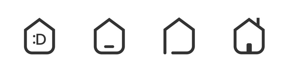 Home icon design concept for simple interface design with a variety of four icon design concepts