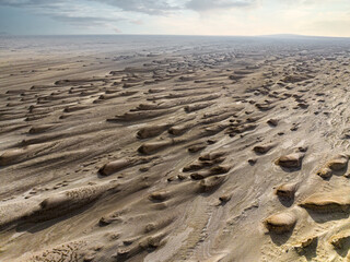 Yardang landforms in the sunset