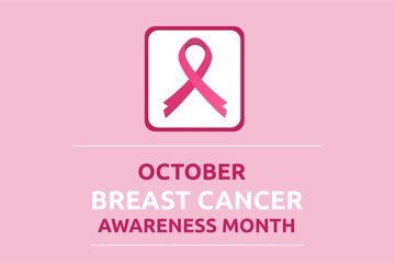 Breast cancer awareness month poster background concept design with pink ribbon illustration vector.