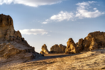 Yardang landforms in the sunset